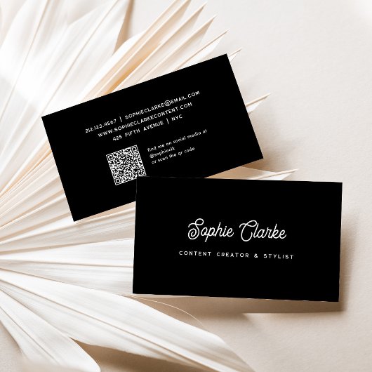 Black | Retroscript met QR-code Visitekaartje