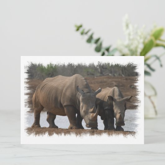 Black Rhino Invitation Kaart (Staand voorkant)