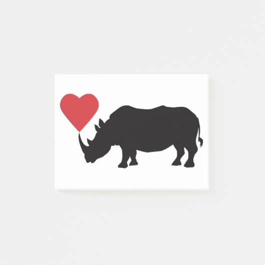 Black-Rhino-met-hart Post-it® Notes (Voorkant)