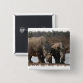Black Rhinos Square Pin Vierkante Button 5,1 Cm (Voorkant /achterkant)