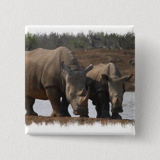 Black Rhinos Square Pin Vierkante Button 5,1 Cm (Voorkant)
