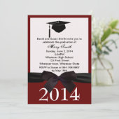 Black Ribbon Afstuderen Uitnodiging (Staand voorkant)