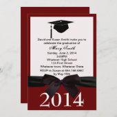 Black Ribbon Afstuderen Uitnodiging (Voorkant / Achterkant)