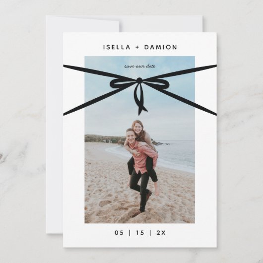 BLACK RIBBON & BOW BEWAAR DE DATUM KAART (Voorkant)