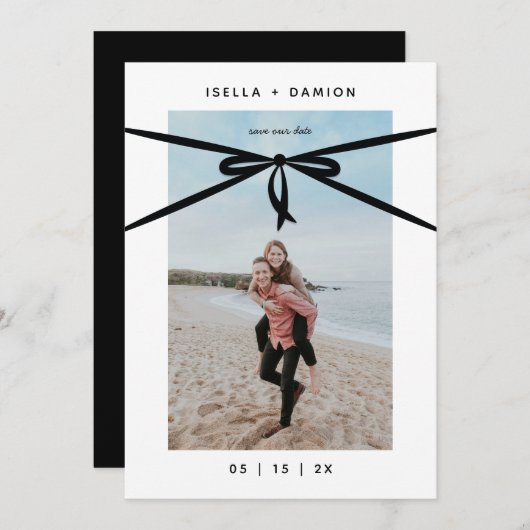 BLACK RIBBON & BOW BEWAAR DE DATUM KAART (Voorkant / Achterkant)