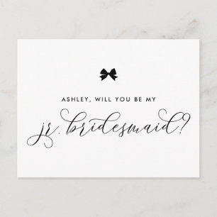 Black Ribbon Bow Will You Be My Jr Bridesmaid Card Briefkaart