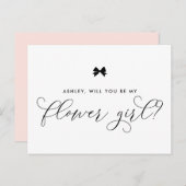 Black Ribbon Bow zal je mijn Bloemenmeisje Kaart z (Voorkant / Achterkant)