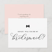 Black Ribbon Bow zal je mijn Bridesmaid Kaart zijn (Voorkant / Achterkant)
