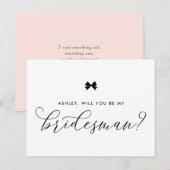 Black Ribbon Bow zal je mijn Bridesman Kaart zijn (Voorkant / Achterkant)
