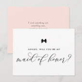 Black Ribbon Bow zal je mijn dienstmeisje zijn van Briefkaart (Voorkant / Achterkant)