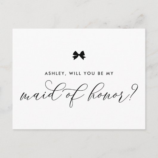 Black Ribbon Bow zal je mijn dienstmeisje zijn van Briefkaart (Voorkant)