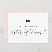 Black Ribbon Bow zal je mijn zuster van de eer zij Briefkaart (Voorkant / Achterkant)
