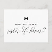 Black Ribbon Bow zal je mijn zuster van de eer zij Briefkaart (Voorkant)
