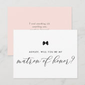 Black Ribbon Bow zal jij mijn matron zijn. Briefkaart (Voorkant / Achterkant)