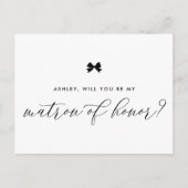 Black Ribbon Bow zal jij mijn matron zijn. Briefkaart (Voorkant)