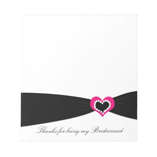Black Ribbon Bridesmaid Hartelijk dank, Notitieblo Notitieblok (Voorkant)