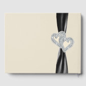 Black Ribbon Diamond Hearts Wedding Guestbook Gastenboek (Achterkant)