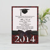 Black Ribbon en Red Leopard Afstuderen Kaart (Staand voorkant)