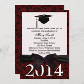 Black Ribbon en Red Leopard Afstuderen Kaart (Voorkant / Achterkant)