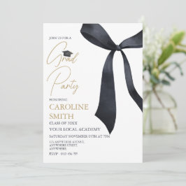 Black Ribbon Graduation Party Uitnodiging