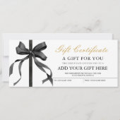 Black Ribbon Minimalist Gift Voucher Certificaat Kaart (Voorkant)
