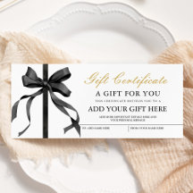 Black Ribbon Minimalist Gift Voucher Certificaat