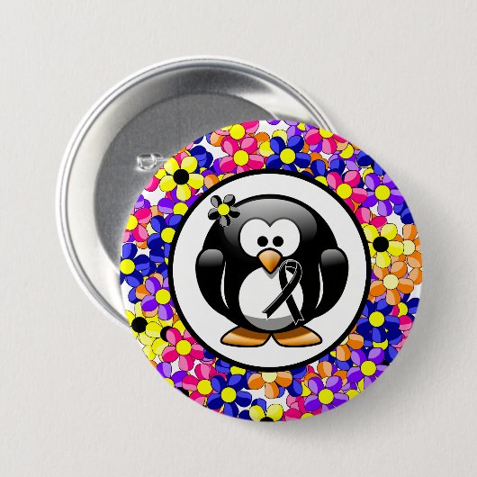 Black Ribbon Penguin Ronde Button 7,6 Cm (Voorkant /achterkant)