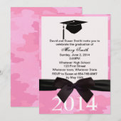 Black Ribbon Pink Camouflage Afstuderen Invite Kaart (Voorkant / Achterkant)