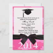 Black Ribbon Pink Camouflage Afstuderen Invite Kaart (Voorkant)