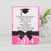 Black Ribbon Pink Camouflage Afstuderen Invite Kaart (Staand voorkant)