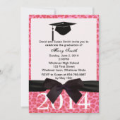 Black Ribbon Pink Leopard Afstuderen Uitnodiging (Voorkant)