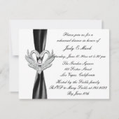 Black Ribbon Silver Swans Rehearsal Dinner Invite Kaart (Voorkant)