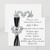 Black Ribbon Silver Swans Rehearsal Dinner Invite Kaart (Voorkant / Achterkant)