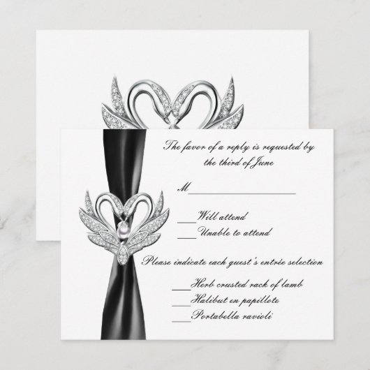 Black Ribbon Silver Swans Response Kaart (Voorkant / Achterkant)