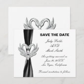Black Ribbon Silver Swans sparen de Datum Kaart (Voorkant / Achterkant)