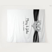 Black Ribbon Silver Swans Weddenschap Backdrop Wandkleed (Voorkant (horizontaal))