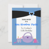 Black Ribbon Spa Birthday Party Invitation Kaart (Voorkant)