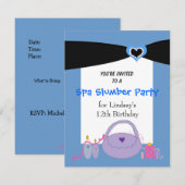 Black Ribbon Spa Birthday Party Invitation Kaart (Voorkant / Achterkant)