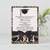 Black Ribbon Zebra en Tiger Afstuderen Kaart (Staand voorkant)