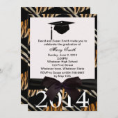 Black Ribbon Zebra en Tiger Afstuderen Kaart (Voorkant / Achterkant)