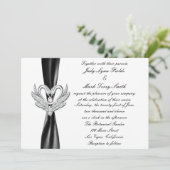 Black Ribbon Zilveren Zwanen Uitnodiging (Staand voorkant)