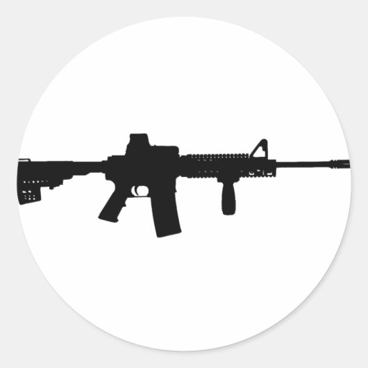 Black Rifle AR-15 van Phil's Art Online Ronde Sticker (Voorkant)