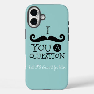 Black Robin Egg Blue Mustache Humor iPhone 16 Plus Hoesje