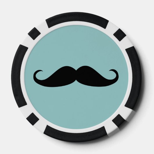 Black Robin Egg Blue Mustache Humor Poker Chips (Achterkant)