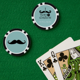 Black Robin Egg Blue Mustache Humor Poker Chips