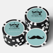 Black Robin Egg Blue Mustache Humor Poker Chips (Opstapeling)