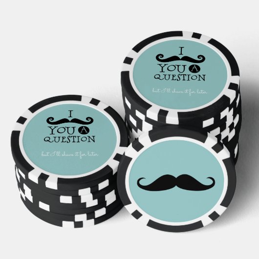 Black Robin Egg Blue Mustache Humor Poker Chips (Opstapeling)