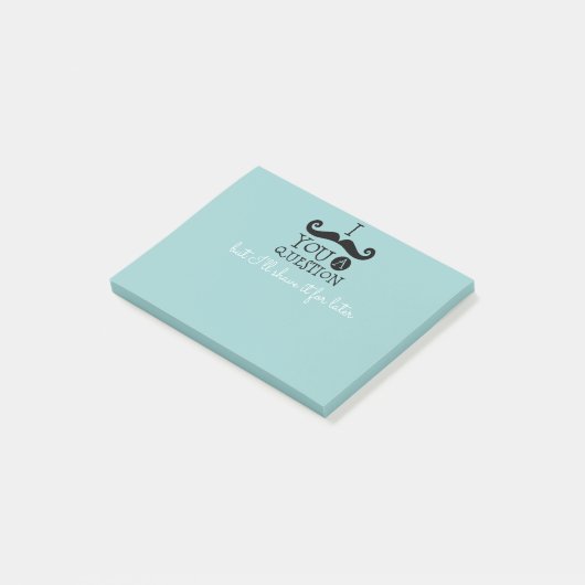 Black Robin Egg Blue Mustache Humor Post-it® Notes (Schuin)