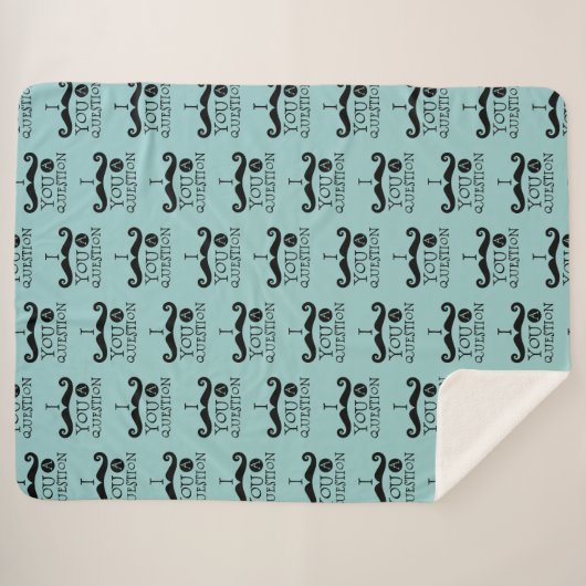 Black Robin Egg Blue Mustache Humor Sherpa Deken (Voorkant (horizontaal))