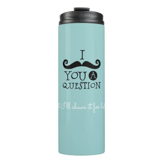 Black Robin Egg Blue Mustache Humor Thermosbeker (Voorkant)